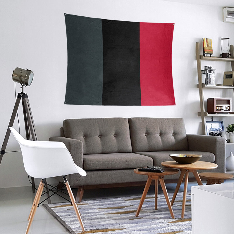 Tapisserie de polyester Las Vegas, H 88 po x l 104 po, Gris acier / noir / rouge