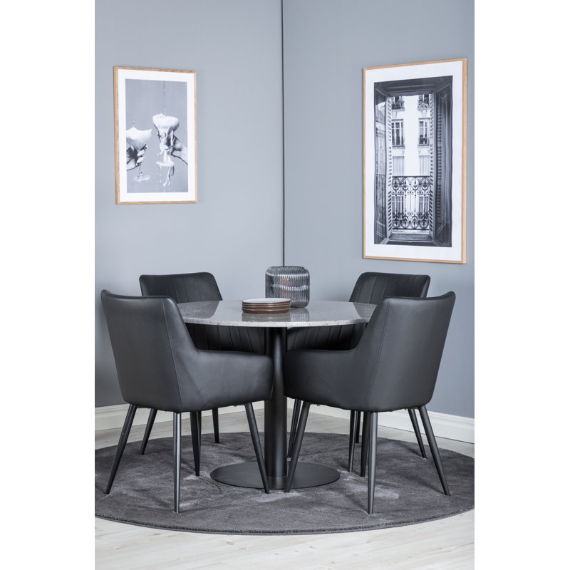 Mahaffie 4 -Person Dining Set, Black, Black