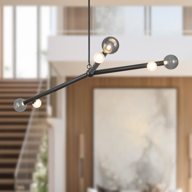 Reese 6 - Light LED Chandelier, Urban Bronze/Smoked Glass