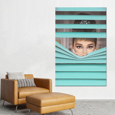 Audrey Hepburn Pop Art Printed Canvas: Elegant Girl Room Decor,1P Wrapped Canvas