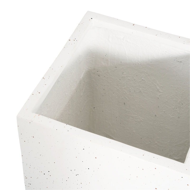 Boîte à fleurs blanche H 20 po, rectangulaire faite à la main, fabrication en oxyde de magnésium, l 13,1 po x P 13,1 po, sans assemblage, trou de drainage, abri de jardin en oxyde, verdure