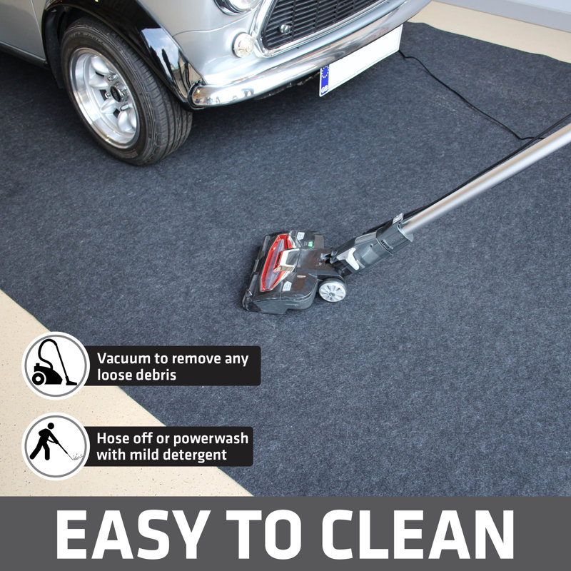 Tapis de sol pour garage Drymate (17 pi x 7 pi 4 po), protège les surfaces, transforme le garage, absorbant, imperméable, durable (fabriqué aux États-Unis) (gris anthracite) (comprend du ruban adhésif double face)