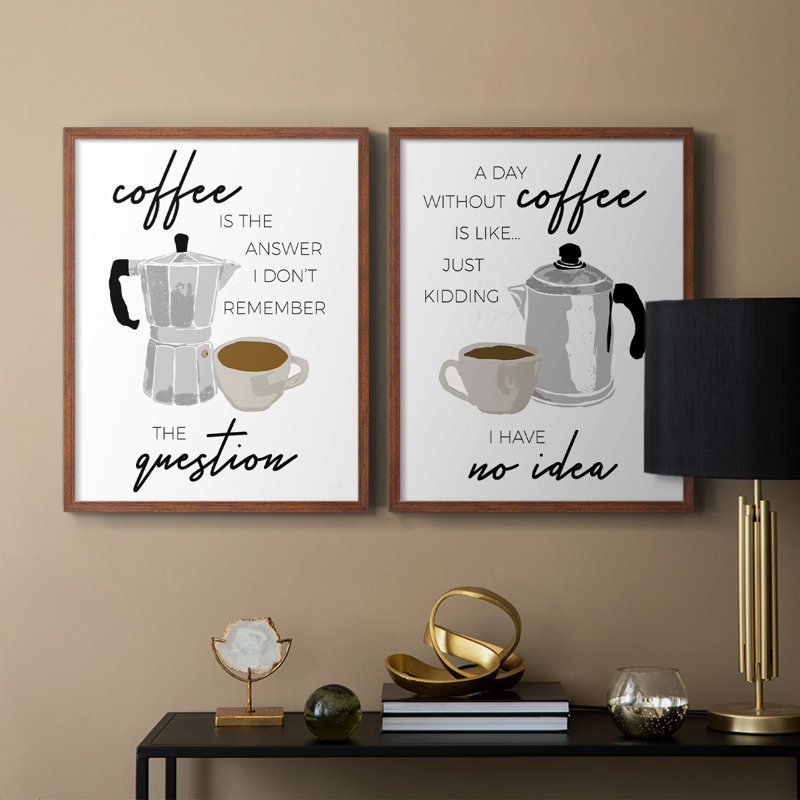 «Coffee is the Response» - Impression encadrée de qualité supérieure - Prêt à accrocher - Aucun clou requis - Aucun clou requis