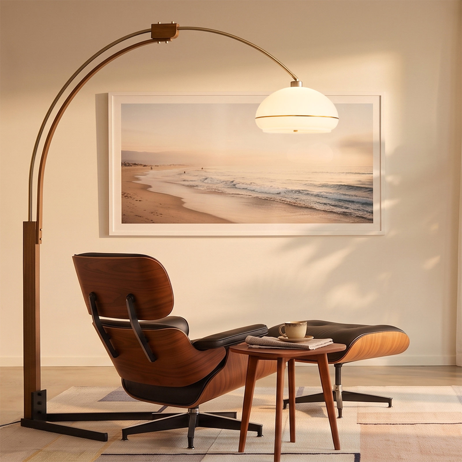 Morelli 85" Dimmable Floor Lamp, Weathered Brass/Walnut