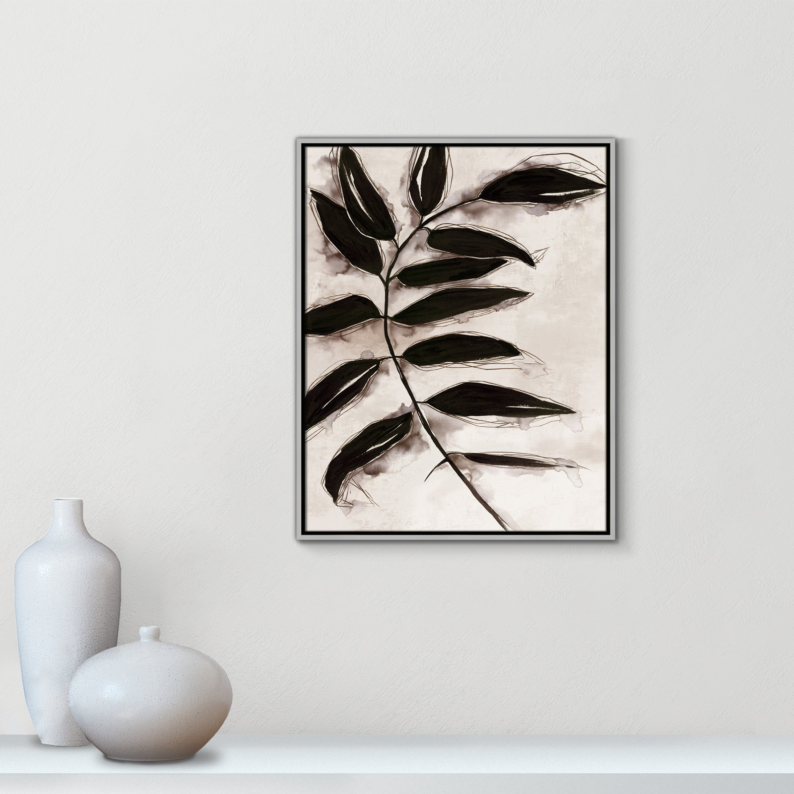 Leaves "Leaves II" Print, 29.5" H x 23.5" W x 2" D, Silver Framed