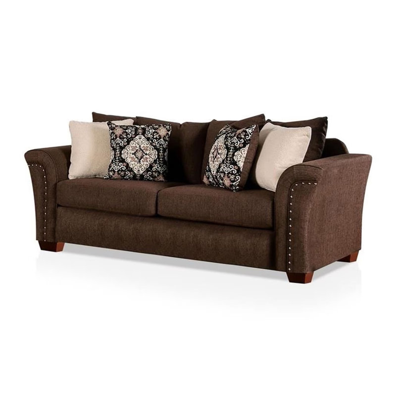 91.4" W Transitional Sofa, Chocolate/Tan