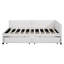 2 lits de jour beige, revêtement en lin, base en bois, pas de sommier double, 2 espaces de rangement, cadre, pour plus de fonctionnalité-130155337