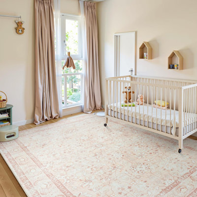 Tapis lavable pour tapis de chambre à coucher, tapis floral rétro antidérapant