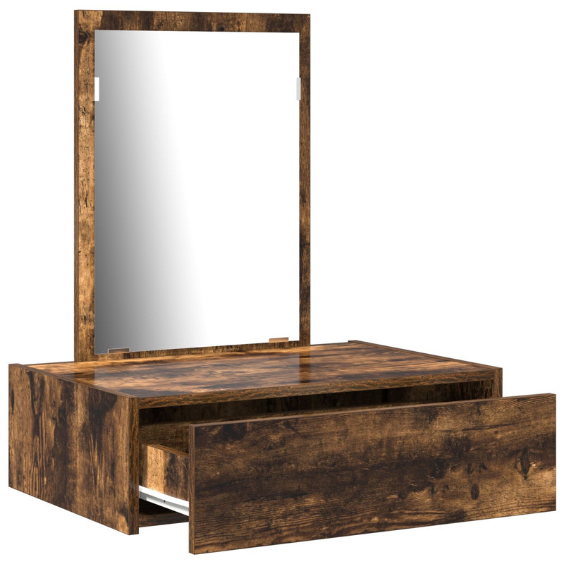 60 X 40 X 70 Cm Mirror Vanity Unit, Smoked Oak