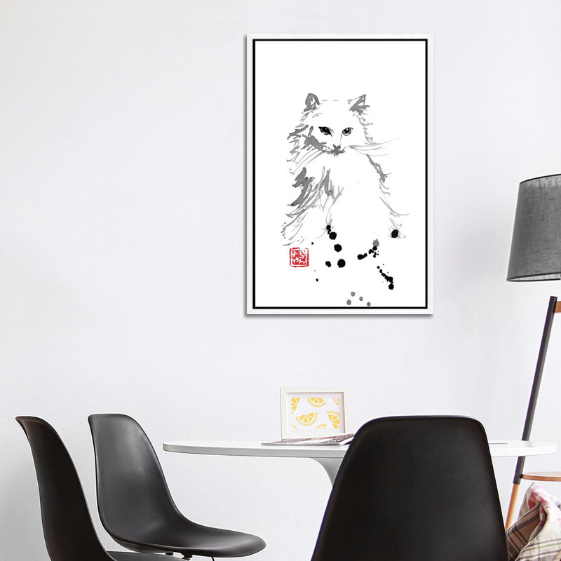 White Fur by Péchane - Print on Canvas, 101.6 cm H x 66.04 cm W, White Framed
