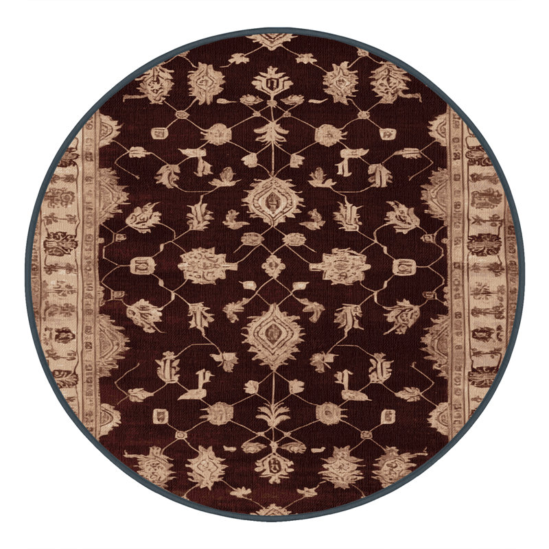 Machine Washable Overdyed Black Area Rug, Round 7'
