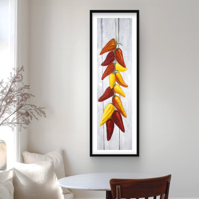 Rope of Chili Peppers - Orange Exotic Framed Matted Print
