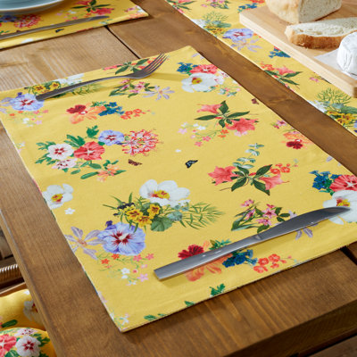 Annagh Cotton Blend Floral Rectangle Placemat