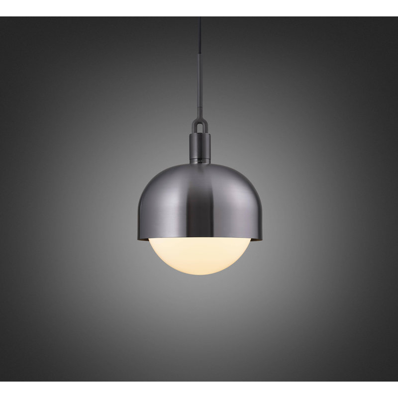 1 - Light Pendant, Opal/Gun Metal