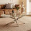 Table basse, table d'appoint en verre de 39,37 po avec pieds argentés, table à thé moderne pour le salon-460726112