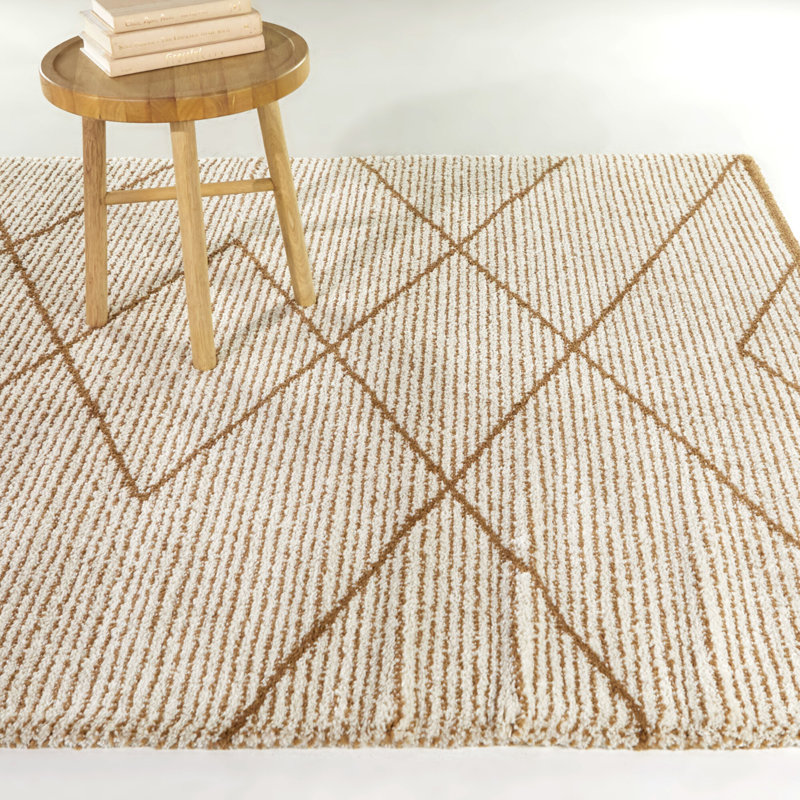 Tapis à rayures géométriques brun Ciardi, Rectangle 7 pi 10 po x 10 pi