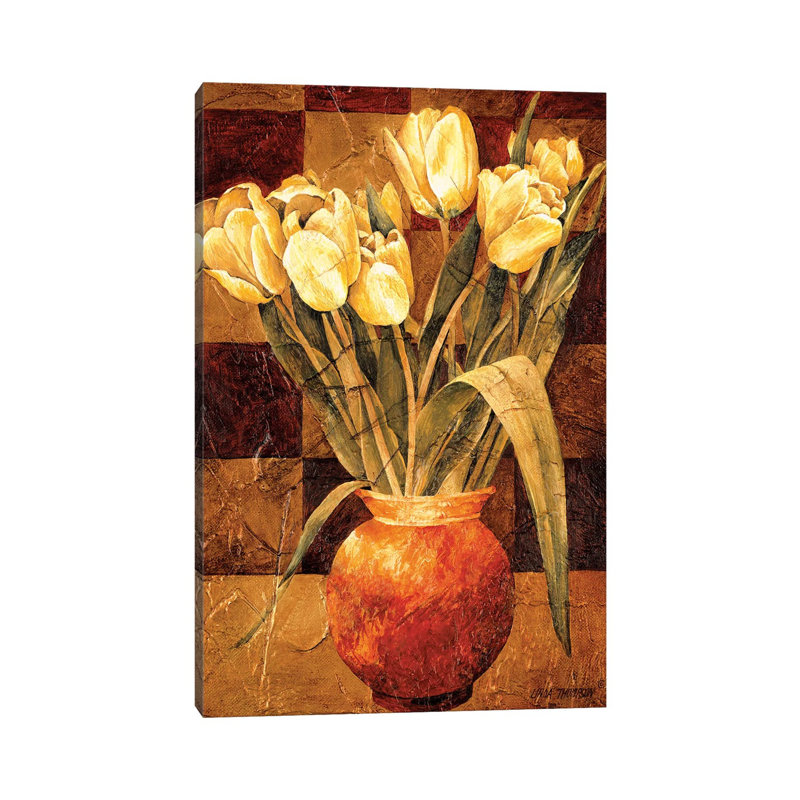 Checkered Tulips I by Linda Thompson - Wrapped Canvas Gallery-Wrapped Canvas Giclée, 30.48 cm H x 45.72 cm W