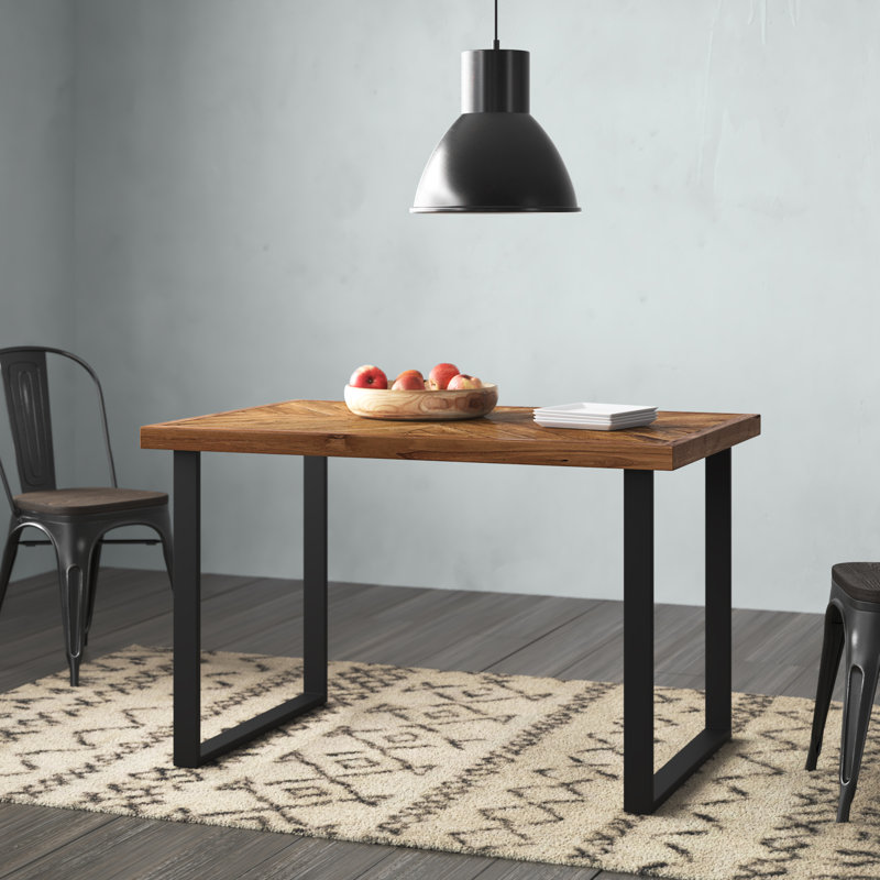 Tyree Oak Metal Base Dining Table, Brown, H75 x L120 x W80cm