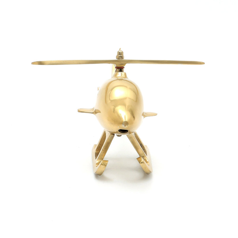 Classic Gold Aircraft Helicopter Desk Décor - Aluminium Finish