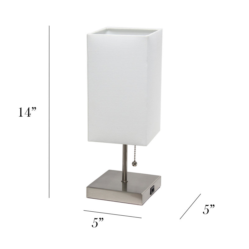  Petite lampe bâton avec port de charge USB et abat-jour en tissu, blanc
