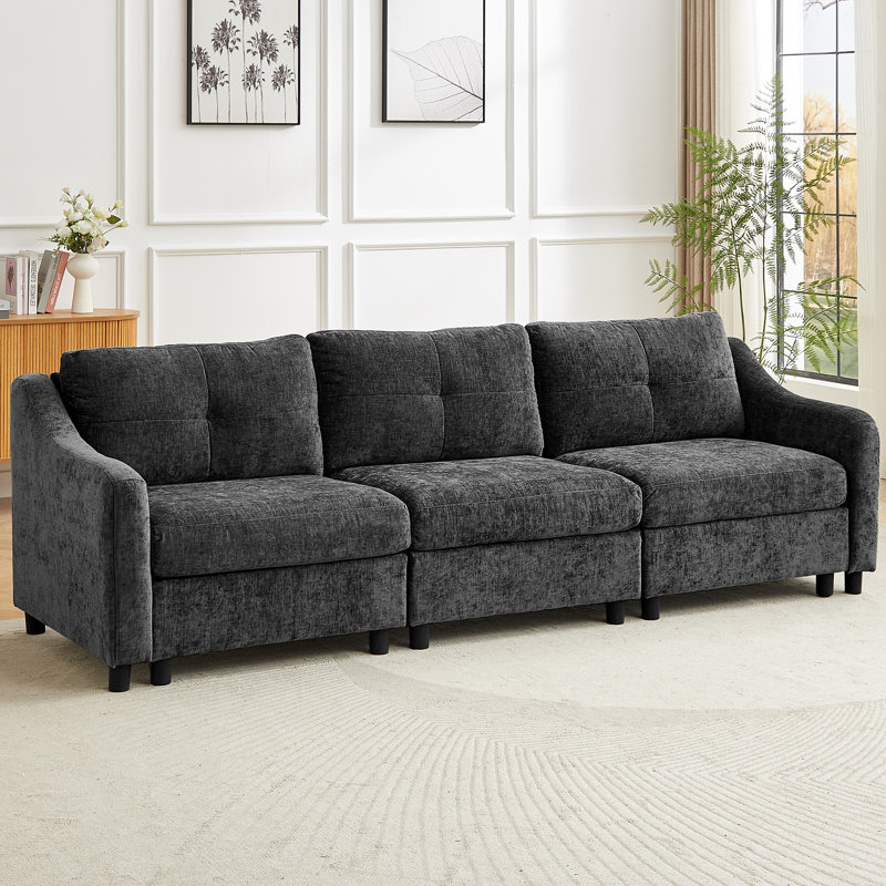 Chenille Sofa, Grey, 3