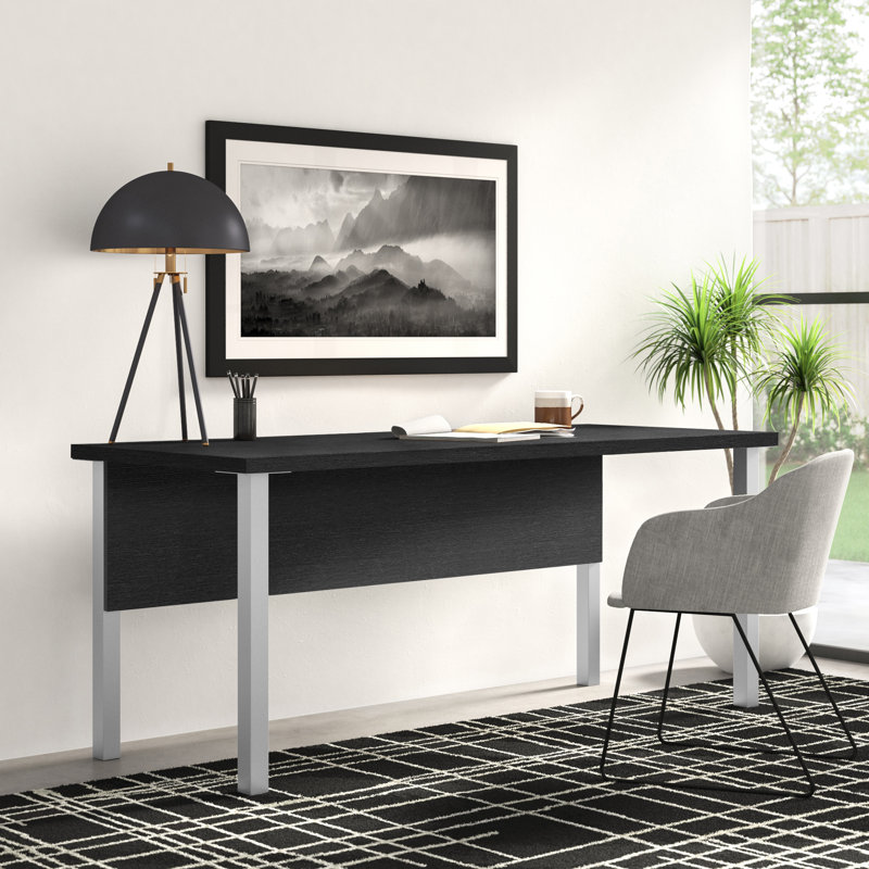 Idael Desk with Square Metal Legs, 72W, Bark Gray