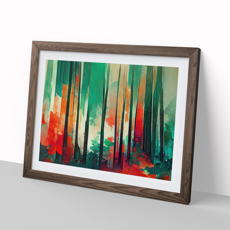 Abstract Forest Arty Vol.1 1 Piece Single Picture Frame Painting, 34cm H x 46cm W x 2cm D, Walnut