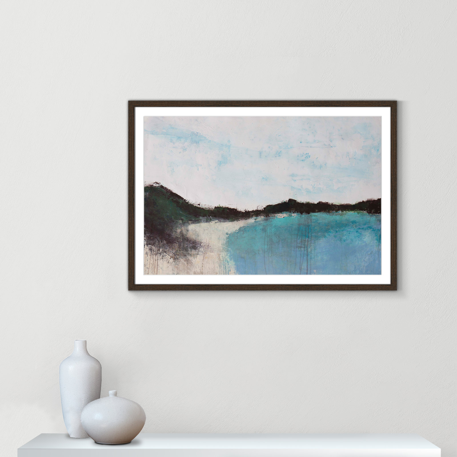 Mountainside Lakeview III Print, 25.5" H x 35.5" W x 0.75" D, Walnut Framed