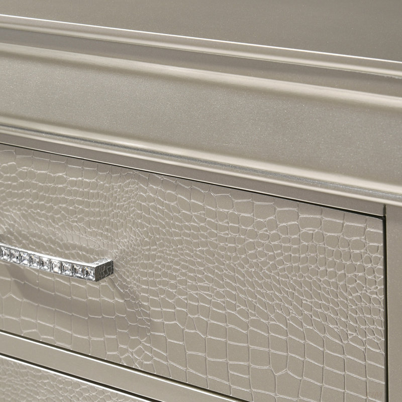 Mobilier de chambre à coucher 5 tiroirs 5 pièces, Beige / Champagne