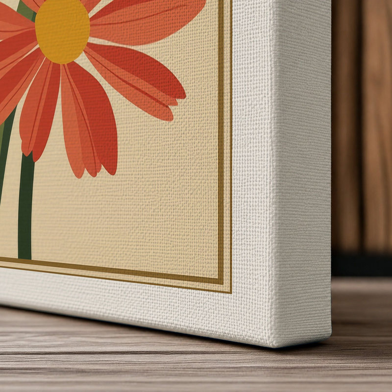 Daisy Specimens Study Botanical - Wrapped Canvas, 18x12 - 45.7 x 30.5 cm, Cream Border