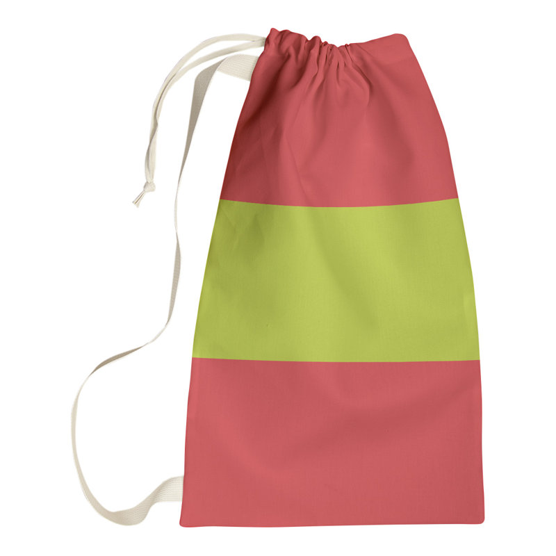 Toronto Fabric Laundry Bag with Handles, Large ( 36" x 28" x 1.5"), Torch Red/Volt Green/Torch Red