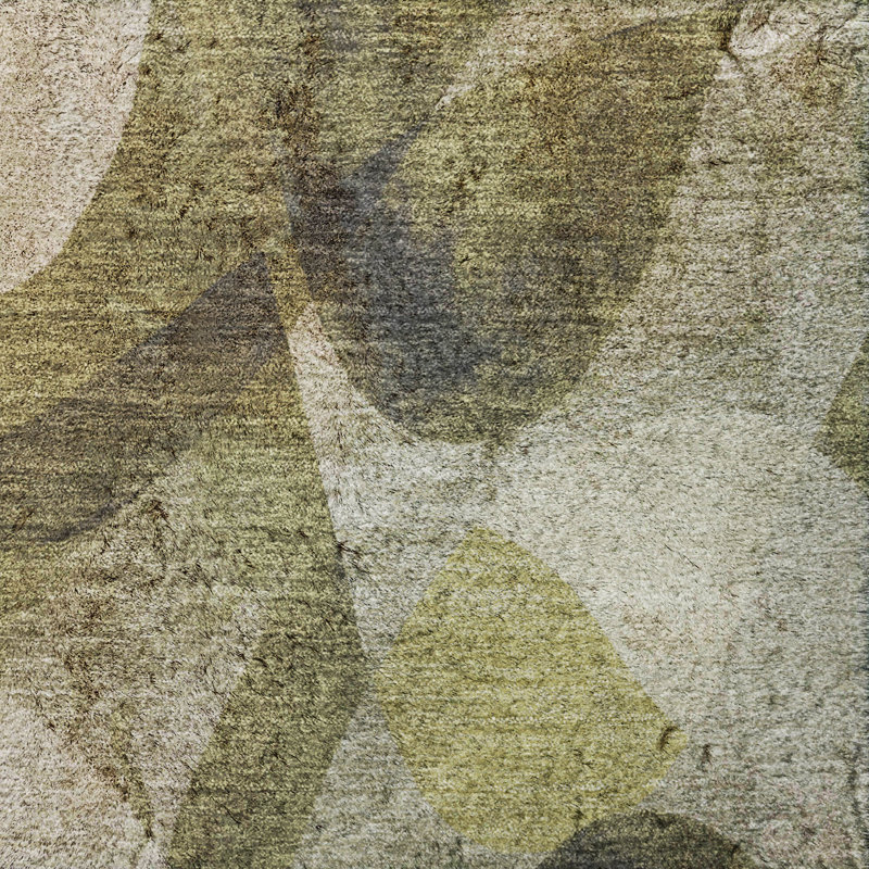 Tapis à poil long de qualité supérieure lavable à la machine ADS536, Olive, 2 pi 6 po x 3 pi 10 po