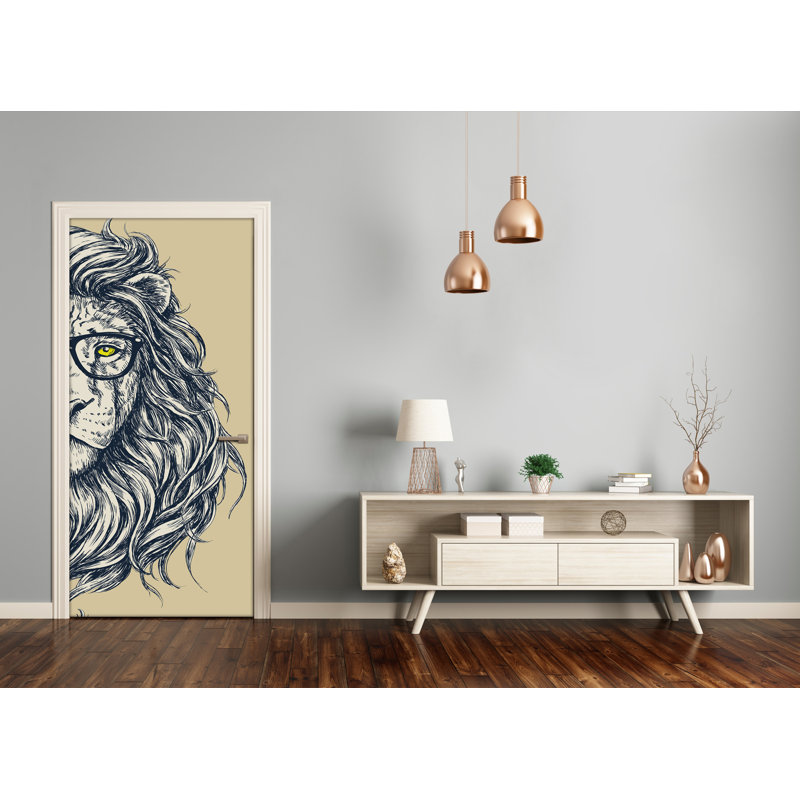 Hipsterski Lion Door Decal