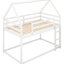 Lit simple au-dessus d'un lit superposé avec lit blanc, pour un sommeil confortable et confortable, ferme et efficace-124246569