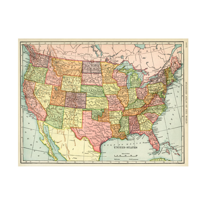 Marcus Jules USA Map Canvas Art, 14" H x 19" W