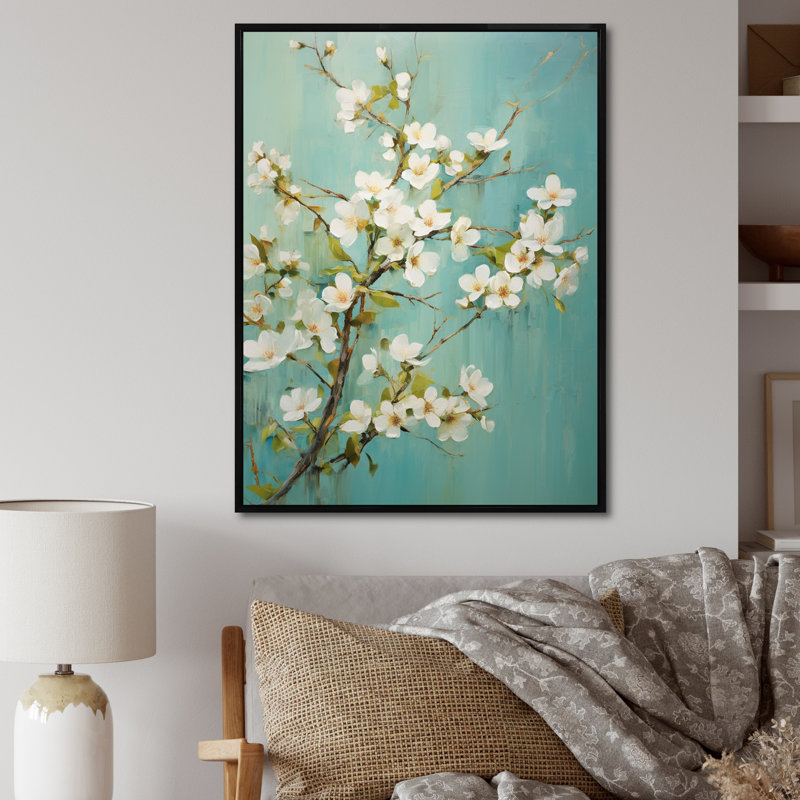 Fleur de pommier élégance monochromatique XXI - impressions sur toile florales, H 20 po x l 12 po x P 2 po