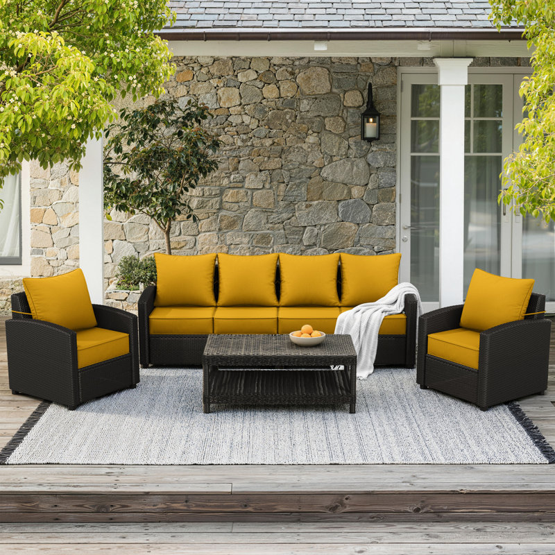 Ensemble de coussins de siège d'extérieur profond - 6,5 po d'épaisseur, coussins de patio antidérapants pour chaises, canapés et canapés