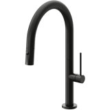 Pull-Down Kitchen Faucet With Button Sprayer - Low Arc Spout