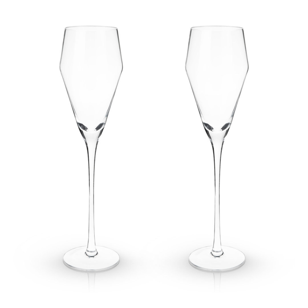 Raye Angled Crystal Prosecco Glasses (Set of 2) Viski