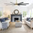8 Aluminum Blades Industrial Ceiling Fan 3CCT 80inch 6-Speed Reversible Quiet DC Motor , Black and Gold-91062118-91132637