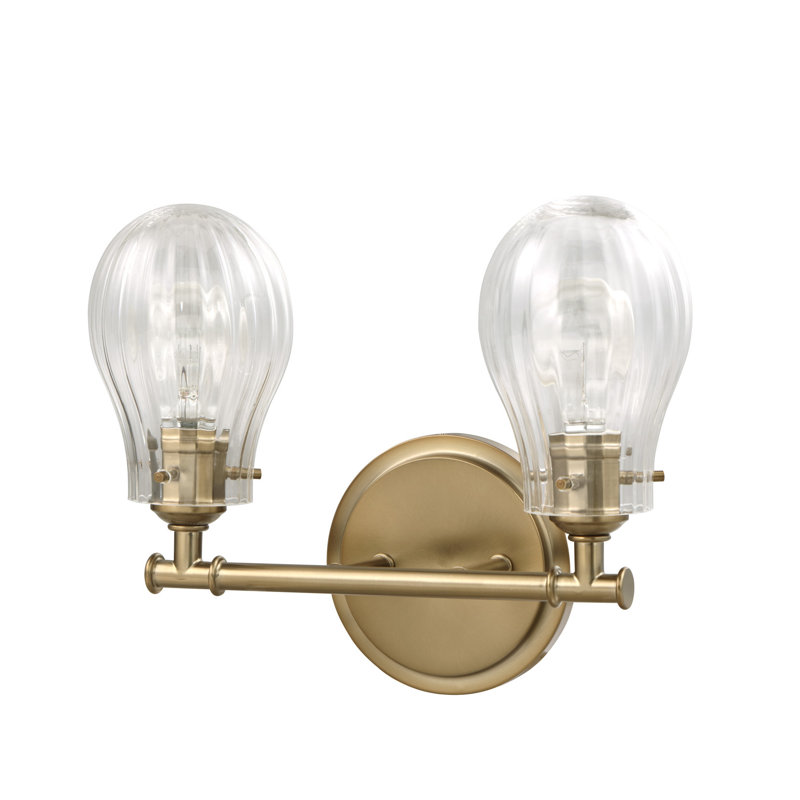 Antique Brass 2-Light Vanity Fixture with Clear Glass Shades