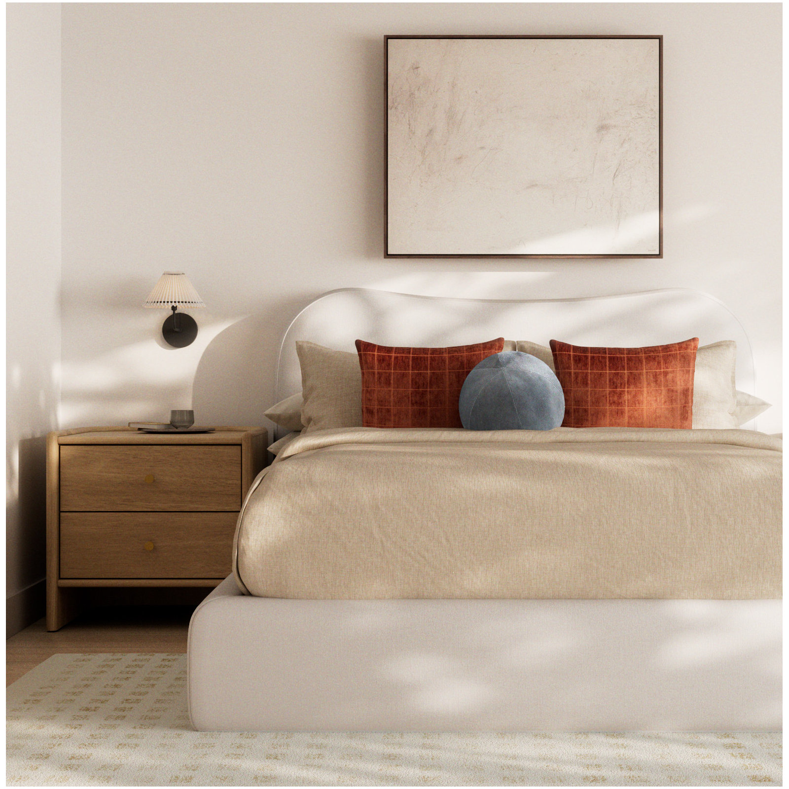 Elena Upholstered Bed In Vanilla Linen, California King