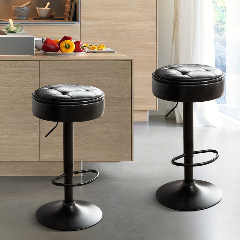 Tabouret de bar Landus, Noir, noir, noir, noir