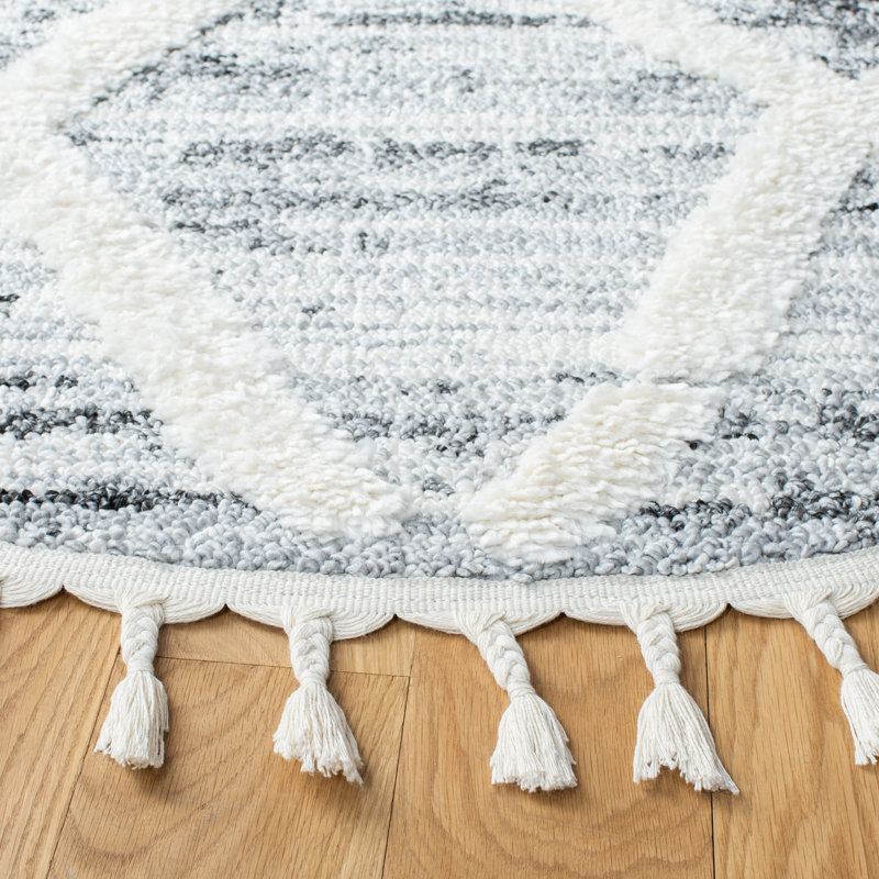 Tapis à poils longs Demelza, Rond 6 pi 7 po