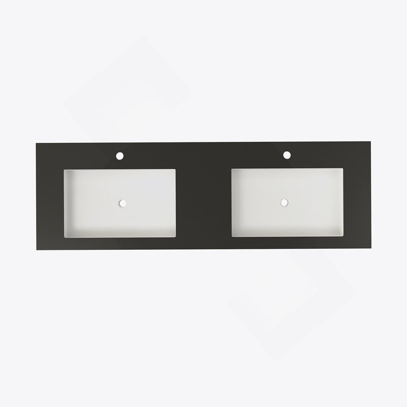 Stone Resin Solid Surface Bathroom Vanity Basin Sink, Matte Black