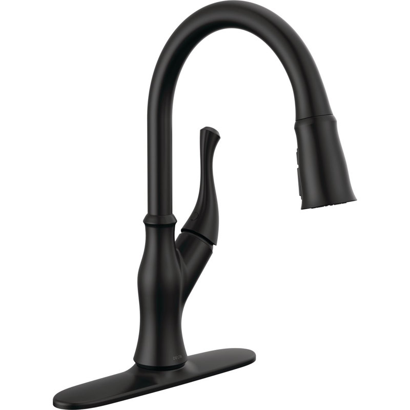 Ophelia Pull Down Single Handle Kitchen Faucet, Matte Black