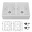 Évier de cuisine à double cuve en céramique blanche 33 po x l 20 po 33 po x 33 po-131521401