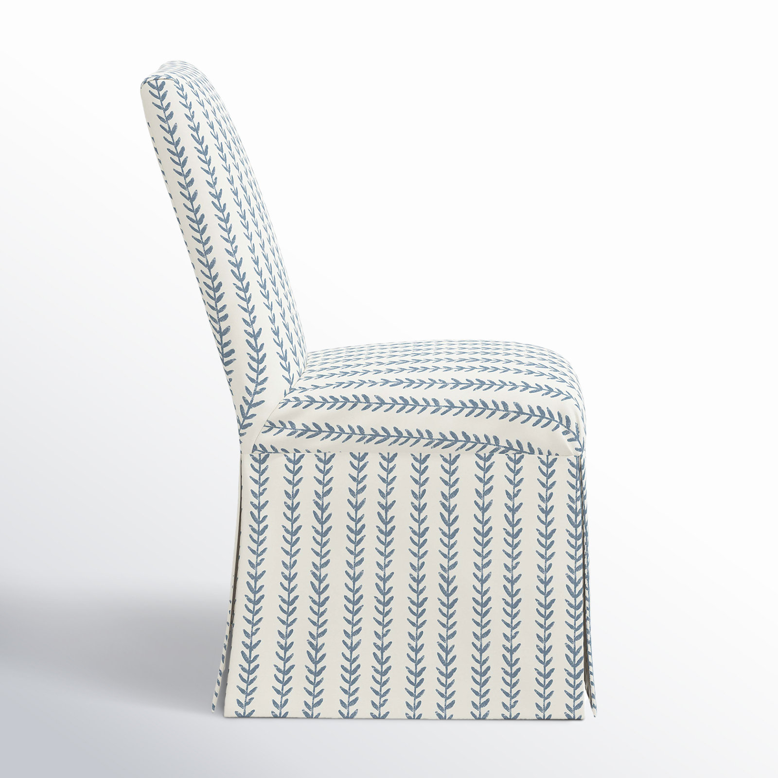 Ivanka Upholstered Parsons Chair, Vine Stripe Dusty Blue