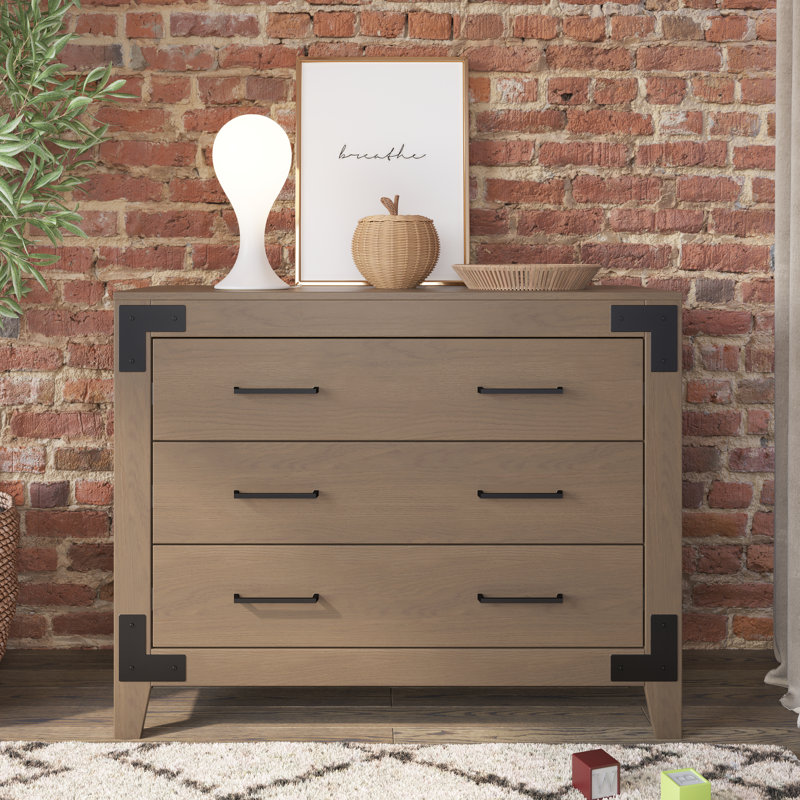 Commode 3 tiroirs Lucas, Bruyère poussiéreuse