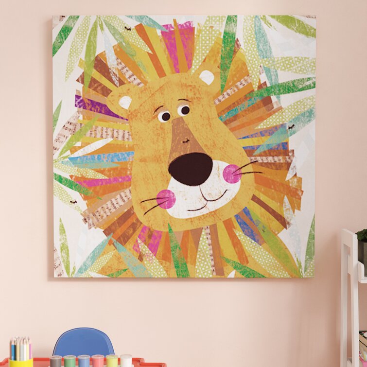 Painted colorful lion animal canvas